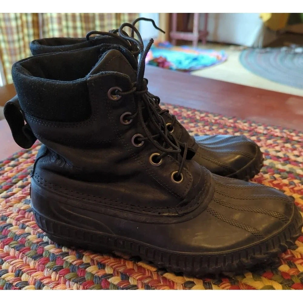 Sorel Cheyanne Lace-Up Waterproof Duck Boot Black US Men Size 9‎ Gently Used